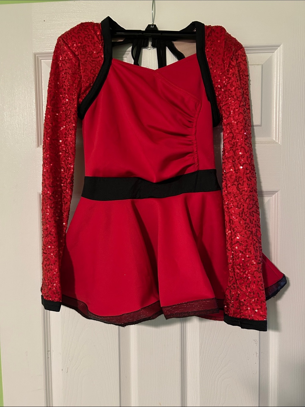 Weismann Red Sequin Long Sleeve Dance Costume